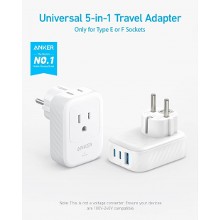 شاحن أنكر الجداري 5 في 1 – 15 واط | أبيض