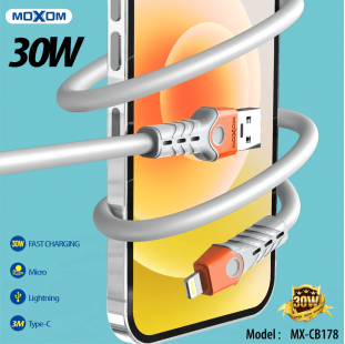 كابل شحن فائق السرعة من MOXOM بقوة 30 وات